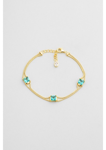 Mira 18 Ayar Sarı Altın Kaplama 19 cm Gümüş Bileklik