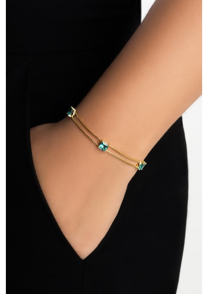 Mira 18 Ayar Sarı Altın Kaplama 19 cm Gümüş Bileklik fiyatları