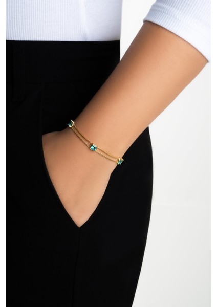 Mira 18 Ayar Sarı Altın Kaplama 19 cm Gümüş Bileklik fırsatları