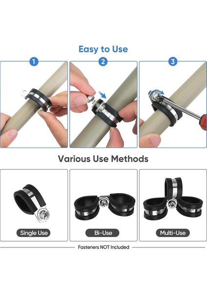 42PCS Kablo Kelepçeleri Seti - Kauçuk Yastıklı 304 Paslanmaz Çelik Hortum/ Döngü/ Boru Kelepçeleri 6 Boyut (Yurt Dışından) indirimleri