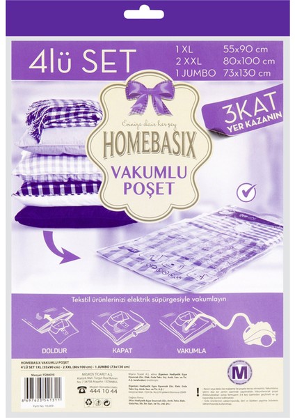 Vakumlu Hurç 4'lü Set (Xl - 2xxl - Jumbo) 3 Adet