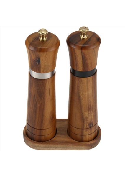 Tuz ve Karabiber Öğütücü Seti Ahşap Tuz ve Karabiber Değirmeni Çalkalayıcı Kolay Ayarlanabilir Seramik Kaba Büyük Doldurulabilir (Yurt Dışından)