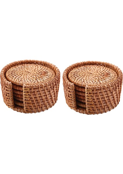 12PCS/ Içecek Bardak Altlıkları Için Set Kungfu Çay Aksesuarları Yuvarlak Sofra Takımı Placemat Tabak Rattan Örgü Fincan Mat 8cm (Yurt Dışından)