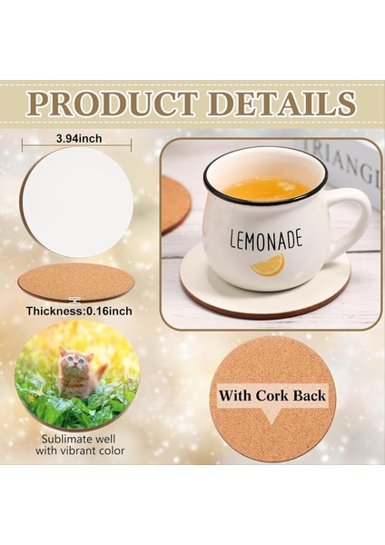 12 Adet Süblimasyon Bardak Altlıkları 4 x 4 Inç Boğuk Coaster Cork ve Mdf Boş Bardak Altlıkları Süblimasyon Arabası Bardak Altlıkları (Yurt Dışından) fiyatları