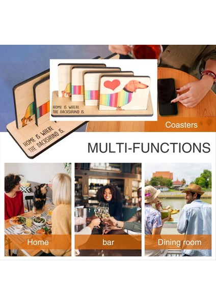 Tutucu ile 4 Dachshund Coaster Seti Dachshund Dog Wood Coaster Set Set Yemek Masa Dekoru Hayvan Temalı Barınaklar (Yurt Dışından) modelleri