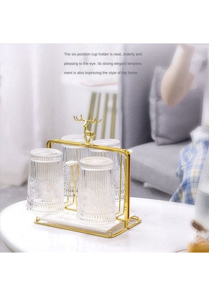 2x Su Drenaj Bardağı Tutucu Lüks Cam Raf Ev Elk Su Bardak Drenaj Standı 6 Bardak Mutfak Alet Fincanı Kurutma (Yurt Dışından) fiyatları