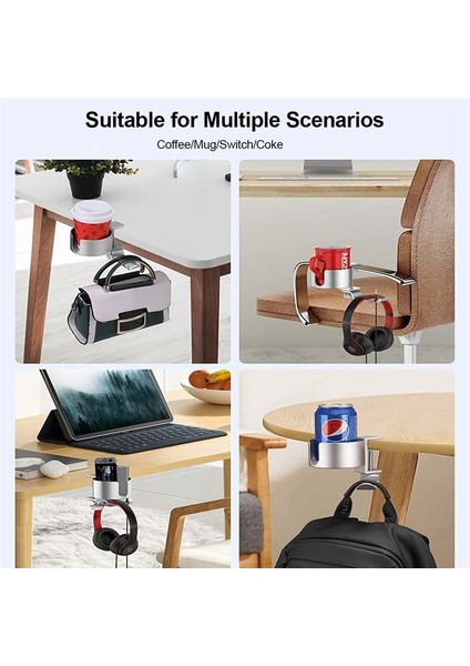 Masa Kupası Tutucu 2&#39 Si Masa Kupası Tutucu Kulaklık Askı ile Masa Kupası Tutucu Masa Veya Masa Gümüş Için Anti-Dökülme Bardağı Tutucu (Yurt Dışından) fırsatları