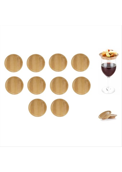 10PCS Şarap Cam Topper 4 Inç Şarap Bardağı Charcuterie Topper Bambu Şarap Cam Topper Bardak Altlık (Yurt Dışından) modelleri