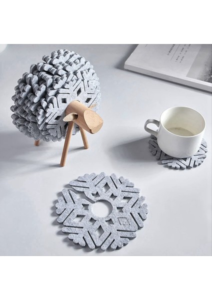 Koyun Şekil Içecek Bardak Pedleri Yalıtılmış Yuvarlak Keçe Fincan Paspaslar Ev Ofis Masası Dekor Sanat El Sanatları Gösterildiği Gibi (Yurt Dışından) fırsatları