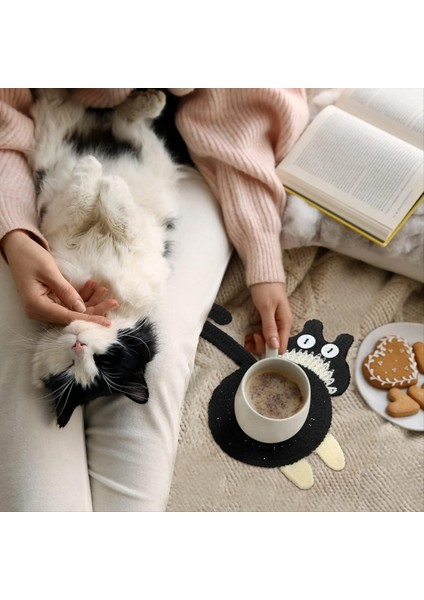 Cat Lovers Için Kedi Hediyesi 3pcs Cat Coaster Dokuma Sevimli Kedi Coaster Yalıtım Coaster Kahve ve Çay Coaster (Yurt Dışından) modelleri