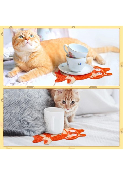 Cat Lovers Için Kedi Hediyesi 3pcs Cat Coaster Dokuma Sevimli Kedi Coaster Yalıtım Coaster Kahve ve Çay Coaster (Yurt Dışından) fırsatları