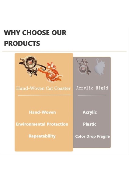 Cat Lovers Için Kedi Hediyesi 3pcs Cat Coaster Dokuma Sevimli Kedi Coaster Yalıtım Coaster Kahve ve Çay Coaster (Yurt Dışından) indirimleri