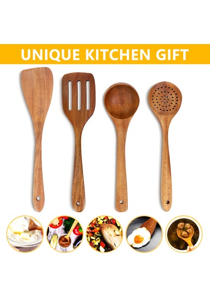 Ahşap Sofra Takımı Standa ile Tik Mutfak Pişirme Sofra Seti Yapışmaz Tencere Ahşap Kürek Kaşığı 5 Adet Yemek Pişirme Için Uygun (Yurt Dışından) fiyatları