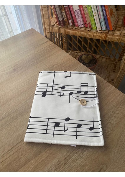Pöticorn Beyaz Müzik Notalı Tablet Kılıfı Ajanda Kılıfı Kitap Kılıfı Organizer Düzenleyici Evrensel Uyumluluk