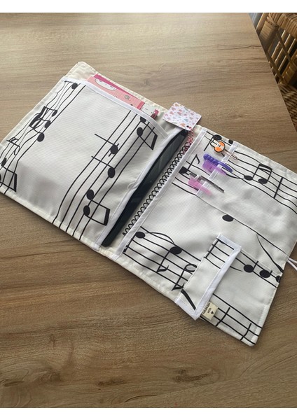 Pöticorn Beyaz Müzik Notalı Tablet Kılıfı Ajanda Kılıfı Kitap Kılıfı Organizer Düzenleyici Evrensel Uyumluluk fiyatları