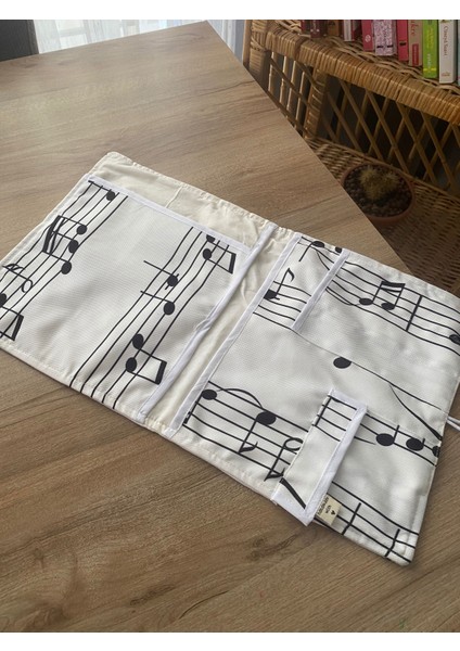 Pöticorn Beyaz Müzik Notalı Tablet Kılıfı Ajanda Kılıfı Kitap Kılıfı Organizer Düzenleyici Evrensel Uyumluluk modelleri