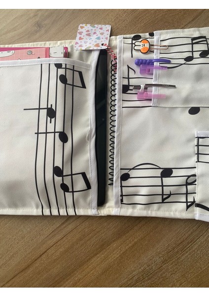 Pöticorn Beyaz Müzik Notalı Tablet Kılıfı Ajanda Kılıfı Kitap Kılıfı Organizer Düzenleyici Evrensel Uyumluluk fırsatları