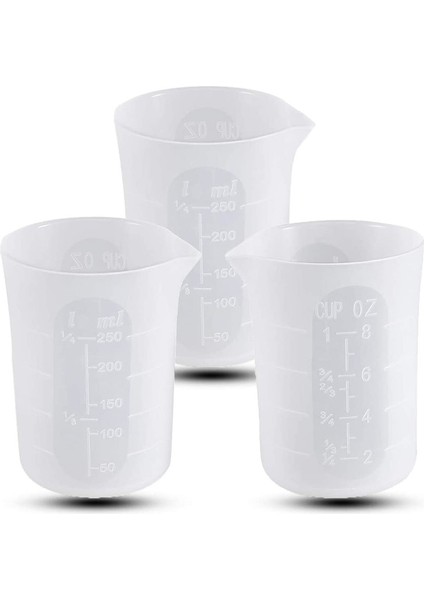 250 ml Silikon Reçine Için Ölçüm Kupaları Yapışmaz Karıştırma Yumuşak Ölçekli Kupalar Küçük Kapasite Aletleri 3 Pc (Yurt Dışından)