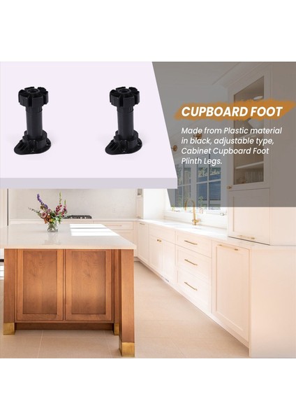 2x Plastik Ayarlanabilir Yükseklik Mutfak Dolap Kaveri Ayak Bacak Çifti Siyah (Yurt Dışından) indirimleri