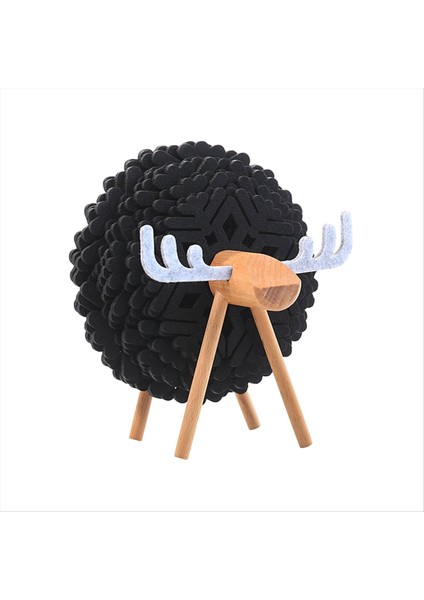 Koyun Şekil Içecek Bardak Pedleri Yalıtılmış Yuvarlak Keçe Fincan Paspaslar Ev Ofis Masası Dekor Sanat El Sanatları Siyah (Yurt Dışından)