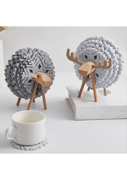 Koyun Şekil Içecek Bardak Pedleri Yalıtılmış Yuvarlak Keçe Fincan Paspaslar Ev Ofis Masası Dekor Sanat El Sanatları Siyah (Yurt Dışından) modelleri