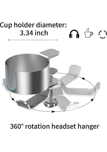 Masaüstü Kahve Fincanı/şişe/kulaklık Için Kulaklık Askı Dökülmesi Dirençli Fincan Tutucu Olan 1 Masa Bardağı Tutucu 2 (Yurt Dışından) fiyatları