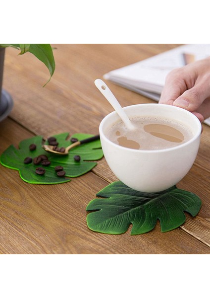 18PC Tropikal Yapay Palmiye Bırakır Eva Coasters Kupa Kupa Pad Mat Kahve Çay Kupası Paspaslar Içecek Bardak Altlıkları Hawaii Tema Partisi (Yurt Dışından)