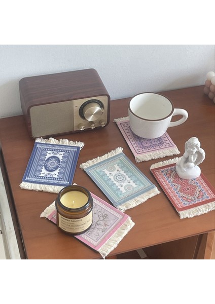 Mini Farsça Dokuma Bardak Altlıkları Halı Desen Coaster Yemek Masası Dekorasyon Teknolojisi B (Yurt Dışından) modelleri