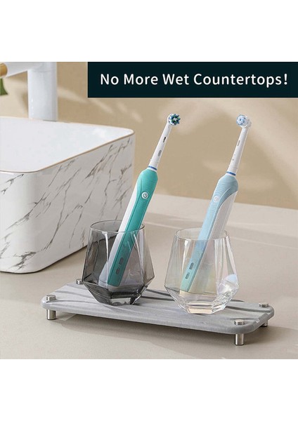 2x Banyo Lavabo Hızlı Kuruyan Taş Diyatomlu Toprak Lavabo Tepsisi Yemek Diş Fırçası Tutucu Dalgalı (Açık Gri) (Yurt Dışından) indirimleri