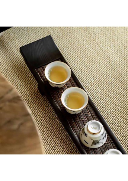 1pcs Paulownia Fincan Tutucu Bambu Çay Fincanı Mat Çay Fincan Tepsisi Retro Yüksek Bacak Çay Masası Çay Masası Kung Fu Çay Seti Ahşap Tepsi (Yurt Dışından) modelleri