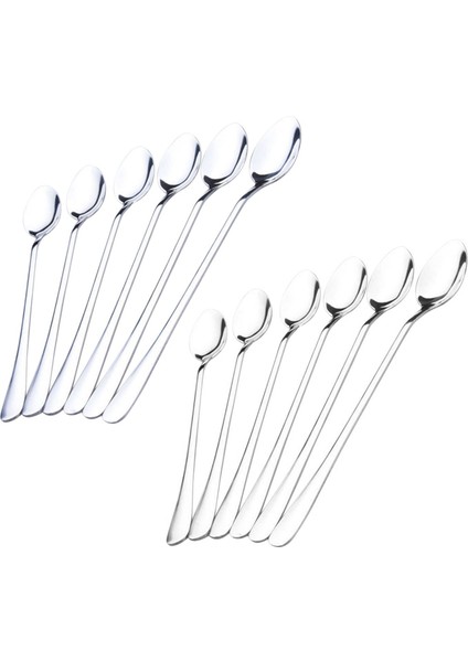 12PCS Uzunluğunda Paslanmaz Çelik Çay Kahve Kaşıkları Dondurma Çatal Bıçak Takımı (Yurt Dışından)
