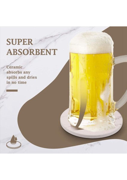 Içecek Bardak Altlıkları Metal Tutucu Standı ile Seramik Taş Coaster Seti 12 Beyaz Mermer Yüzey Deseni Seti (Yurt Dışından) indirimleri