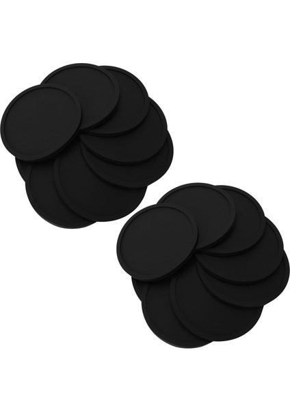 Silikon Siyah Içecek Bardak Altlığı 16 Kaymaz Yuvarlak Yumuşak Şık ve Dayanıklı Temizlenmesi Kolay Siyah (Yurt Dışından)