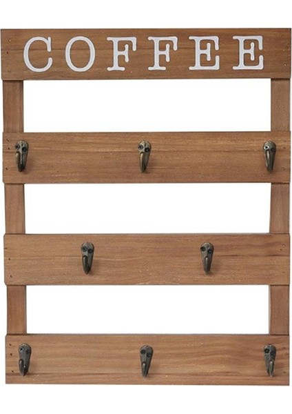 Ahşap Kupa Depolama Rafı Kahve Çay Su Kupası Asma Tutucu Duvara Montajlı Kupa Rafı Kupa Şişesi Ekran Rafı (Yurt Dışından)