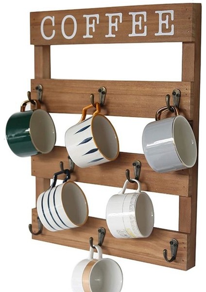 Ahşap Kupa Depolama Rafı Kahve Çay Su Kupası Asma Tutucu Duvara Montajlı Kupa Rafı Kupa Şişesi Ekran Rafı (Yurt Dışından) indirimleri