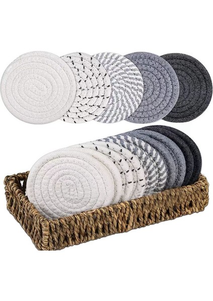 Içecek Bardak Altlıkları Deniz Sepeti Tutucu Seti 10 Adet Sehpa Için Boho Emici Bardak Altlıkları Büyük El Dokuma Sepeti (Yurt Dışından)