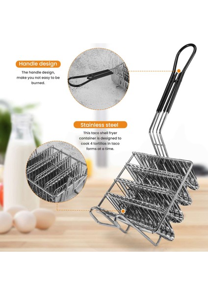 Taco Fritöz Sepeti Taco Kabuk Fritöz 4 Kabuklu Derin Fritöz Taco Tutucu Sepet Taco Taco Tutucu Standı (Yurt Dışından) indirimleri