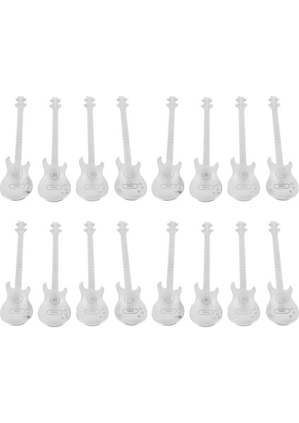 Gitar Kahve Çay Kaşığı 16 Adet Paslanmaz Çelik Müzikal Kahve Kaşıkları Çay Kaşığı Kaşıklar Şeker Kaşık (Gümüş) (Yurt Dışından)
