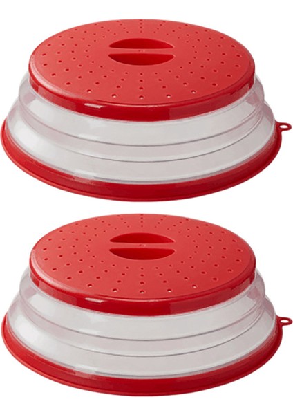 2x Katlanabilir Mikrodalga Fırlatma Kapağı Mikrodalga Tepsileri Kapaklı Gıda Kapağı (Kırmızı) (Yurt Dışından)