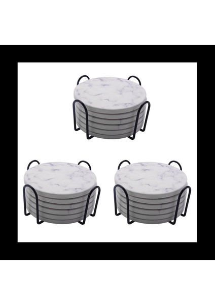 Tutucu ile Set 18 Set Kupa Mermer Tarzı Bardak Altlıkları Için Emici Bardak Altlıkları 4 Inç (Yurt Dışından)