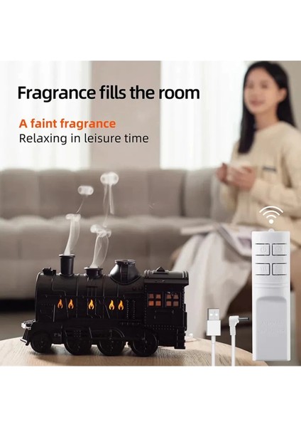 Tren Şeklinde Buharlı Oda Hava Nemlendirici Işık Buhar Makinesi Kumandalı