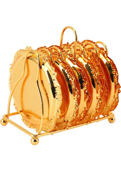 Seri 12 Parça Roller Coaster Creative Drink Coaster Dekoratif Çerçeve Koyu Çerçeve (Altın) Slip Metal Coaster (Yurt Dışından) fiyatları