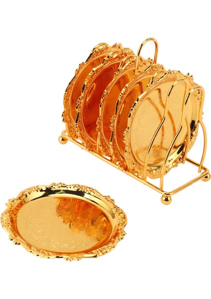 Seri 12 Parça Roller Coaster Creative Drink Coaster Dekoratif Çerçeve Koyu Çerçeve (Altın) Slip Metal Coaster (Yurt Dışından) modelleri