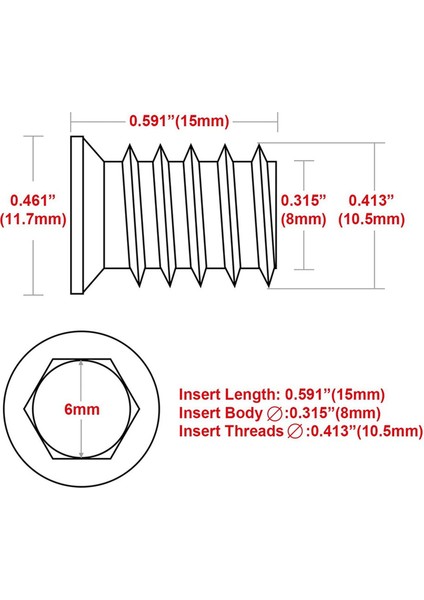 200PCS M6 x 15MM Mobilya Vidası Somun Dişli Ahşap Ekler Cıvata Bağlantı Eleman Konnektörü Hex Soket Sürücüsü (Yurt Dışından) fırsatları