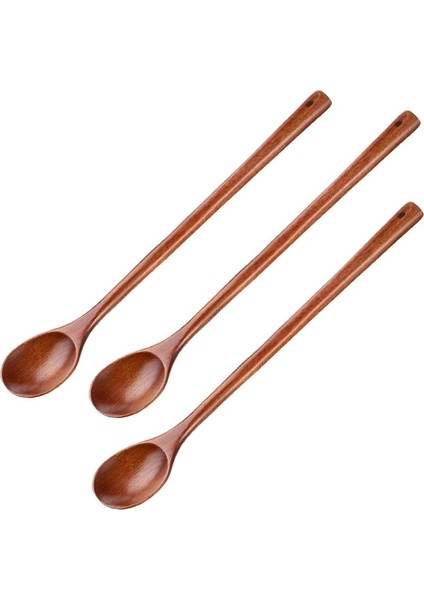 3 Adet Ahşap Karıştırma Kaşık Mutfak Çorbası Servis Kaşık Uzun Saplı Pişirme Kaşık Mutfak Karıştırma Porsiyon Yemek Pişirme (Yurt Dışından)