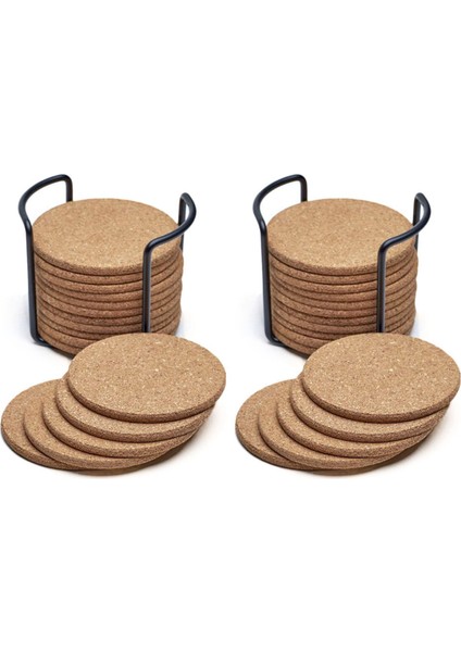 Metal Tutucu Depolama Caddy ile 32 Adet Turlu Doğal Bardak Altlıkları-1/5 Inç Kalınlığında Emici Çevre Dostu (Yurt Dışından)