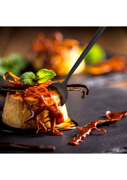 Mini Tatlı Kaşık Kahve Kaşıkları Siyah Kaplama Çay Kaşığı Buzlu Sap Tatlı Çayı Dondurma Kek Kahve Seti 12 (Yurt Dışından) fırsatları