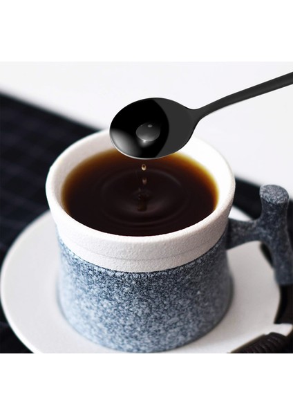 Mini Tatlı Kaşık Kahve Kaşıkları Siyah Kaplama Çay Kaşığı Buzlu Sap Tatlı Çayı Dondurma Kek Kahve Seti 12 (Yurt Dışından) indirimleri