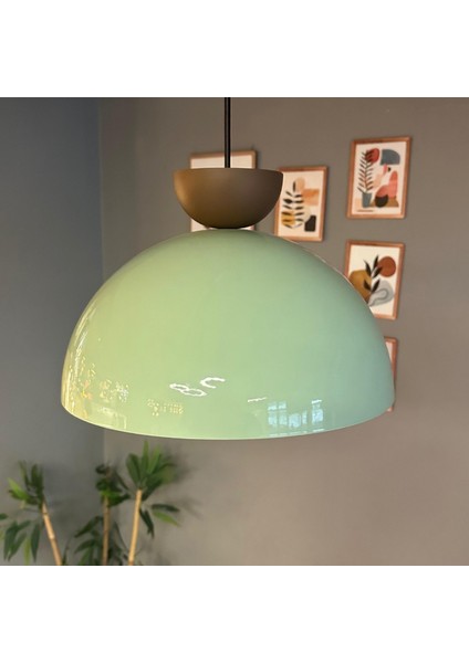 Linate Sütlü Kahve Şapkalı Başlık Avize Tekli Sarkıt Salon Kuaför Dekoratif Aydınlatma