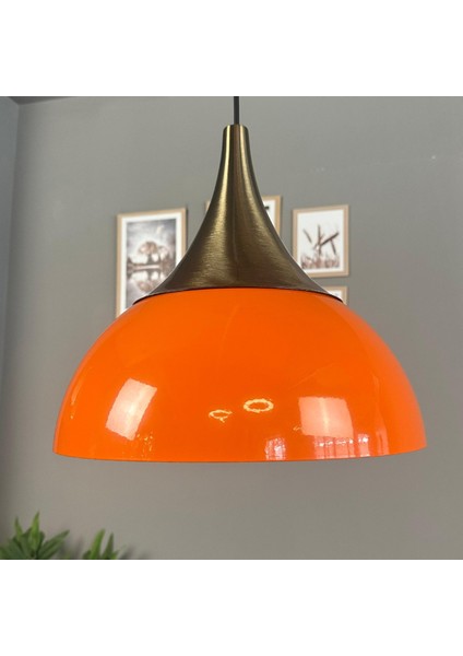Yimpi Parlak Turuncu Avize Tekli Sarkıt Eskitme Kubbe Başlık Salon Mutfak Dekoratif Aydınlatma